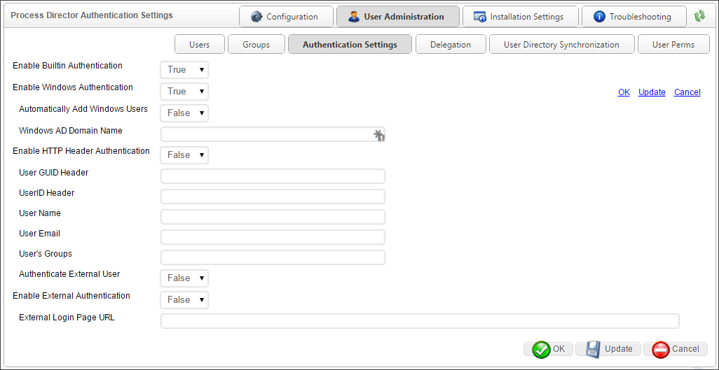 User Authentication Options